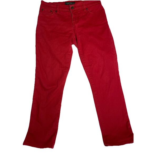 Lauren Jeans Co Ralph Lauren Size 4P Red Classic Straight Leg Mid Rise Women's - Picture 1 of 4